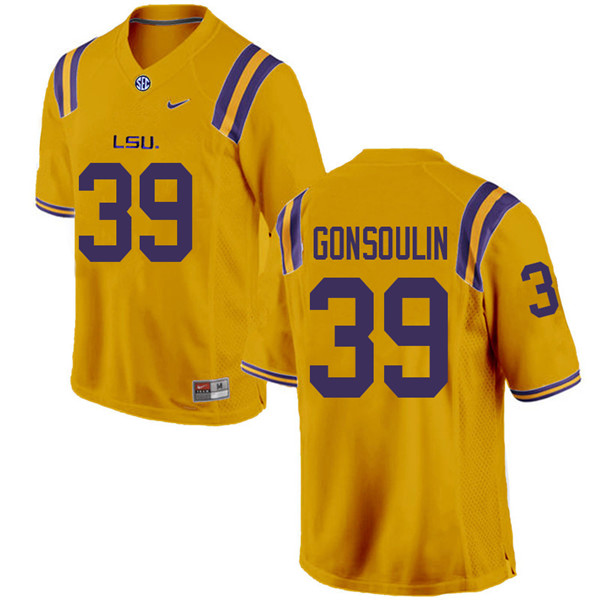 Men #39 Jack Gonsoulin LSU Tigers College Football Jerseys Sale-Gold